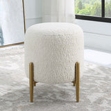 Arles - Shearling Brass Ottoman - Beige