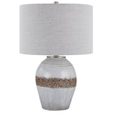 Poul - Crackled Table Lamp - Pearl Silver