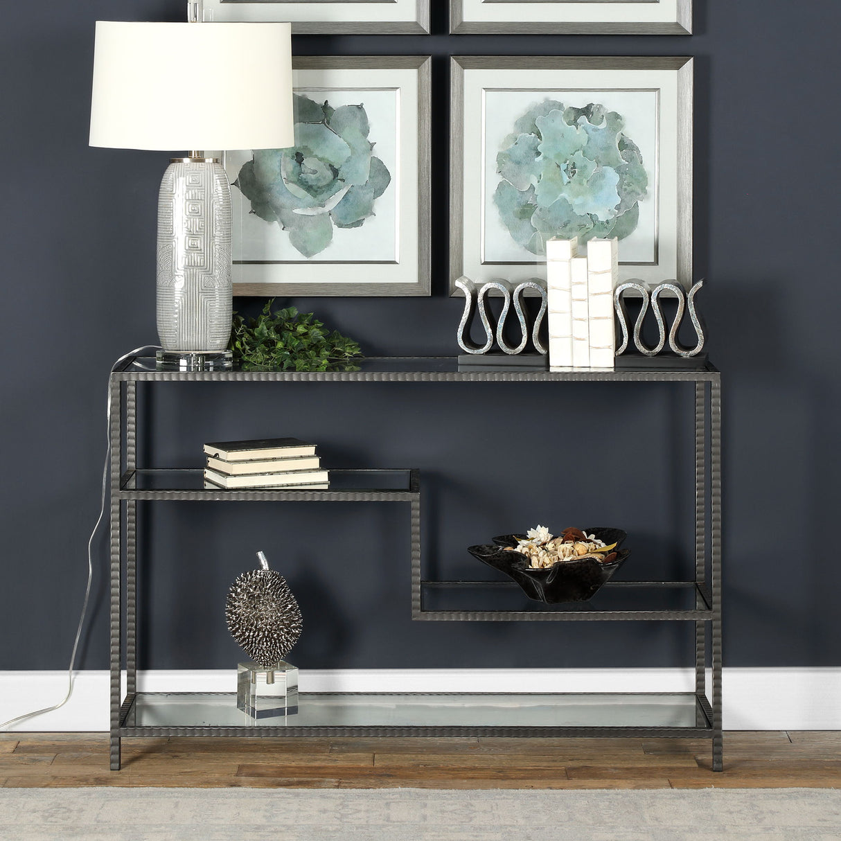 Leo - Industrial Console Table - Pearl Silver