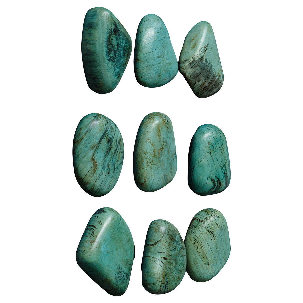 Pebbles - Wood Wall Decor, Set Of 9 - Aqua