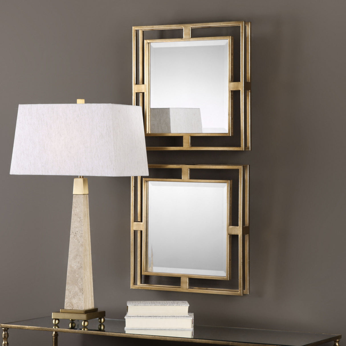 Allick - Square Mirrors, Set Of 2 - Gold