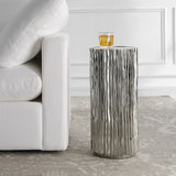 Echo - Modern Nickel Drink Table - Pearl Silver