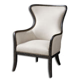 Sandy - Wing Back Armchair - Beige & Brown, Dark