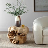 Sola - Handcrafted Teak Side Table - Beige