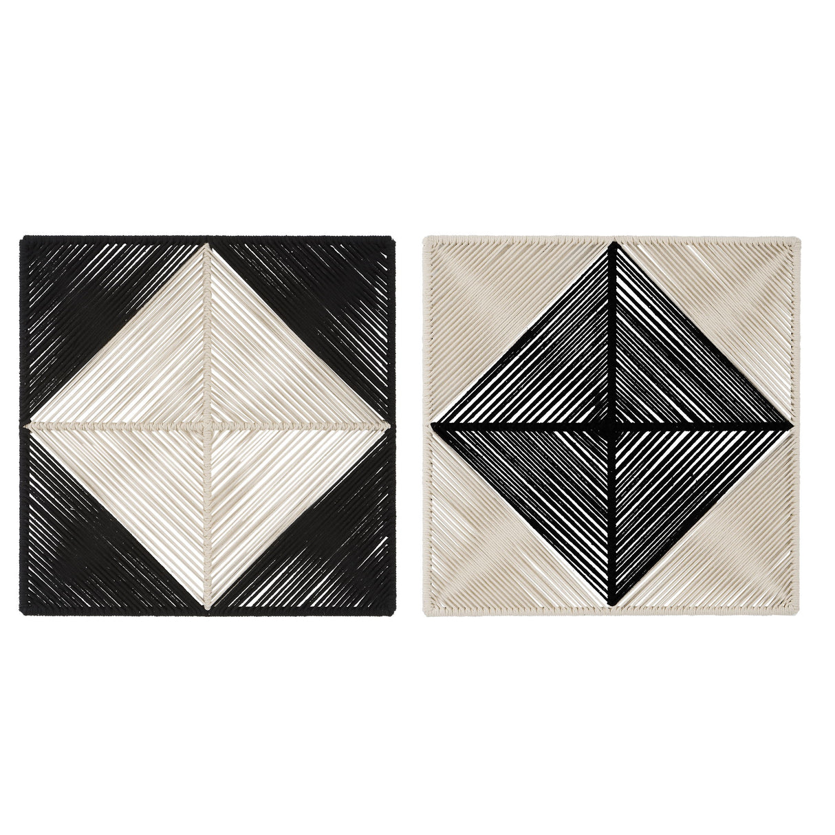 Seeing Double - Rope Wall Squares, Set Of 2 - Beige & Black