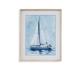 Lone Sailboat I - Framed Print - Blue