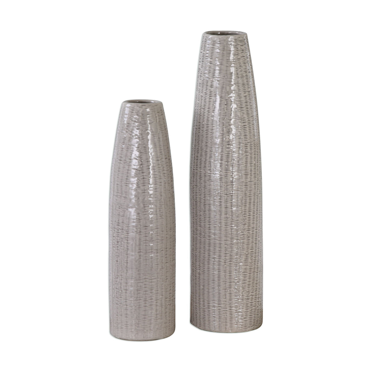 Sara - Textured Ceramic Vases, Set Of 2 - Gray