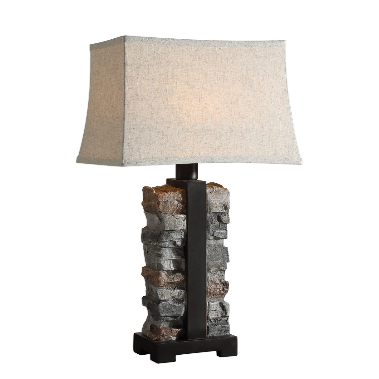 Kodiak - Stacked Stone Lamp - Beige & Gray, Dark