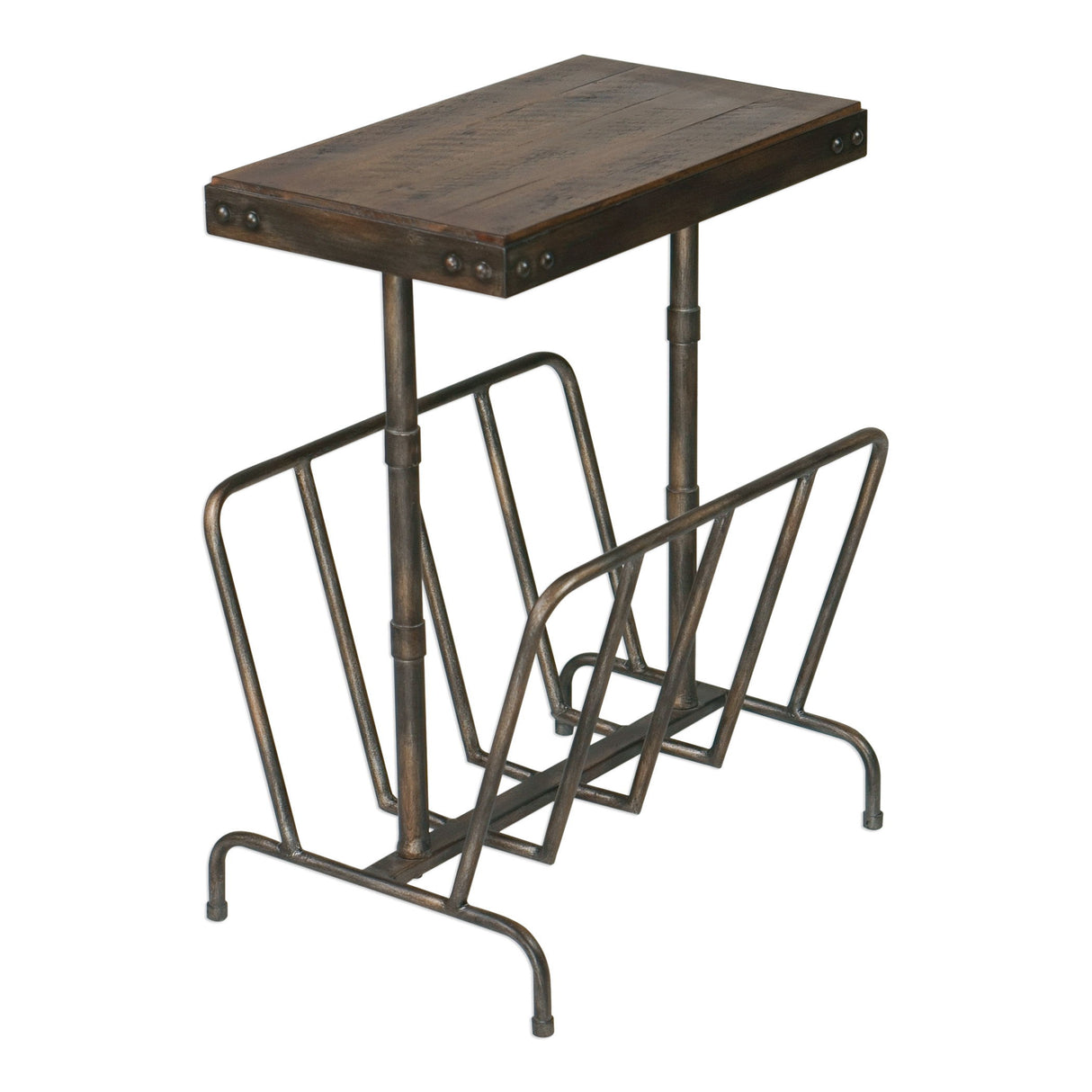 Sonora - Industrial Magazine Accent Table - Brown, Dark