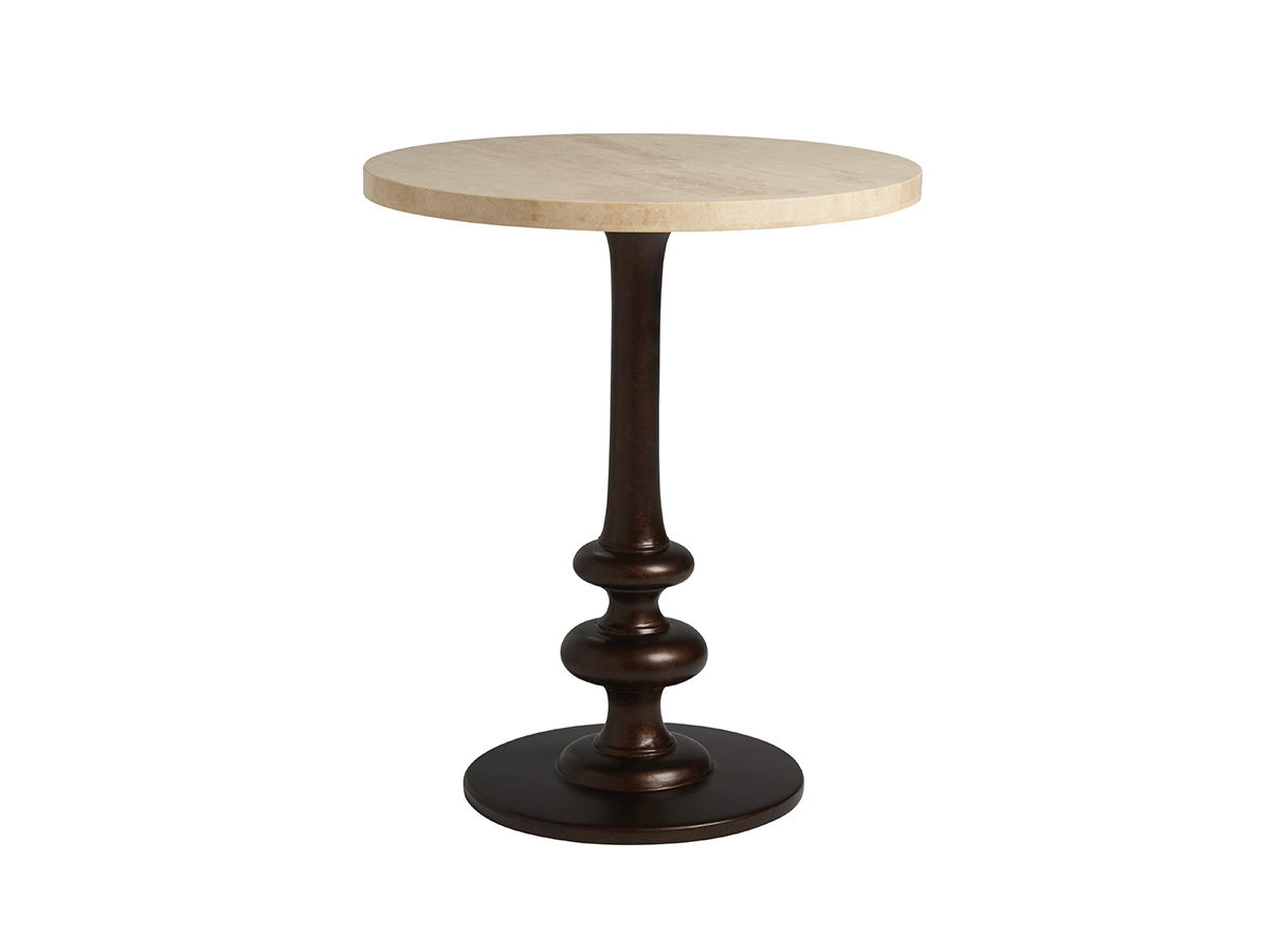 Los Altos - Marshall Stone Top Round End Table - Light Brown