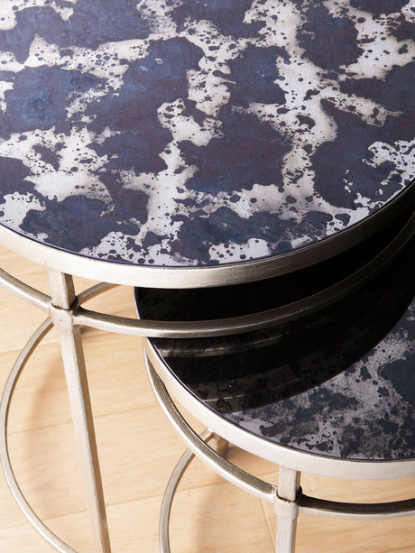 Signature Designs - Colette Round Nesting Tables - Pearl Silver