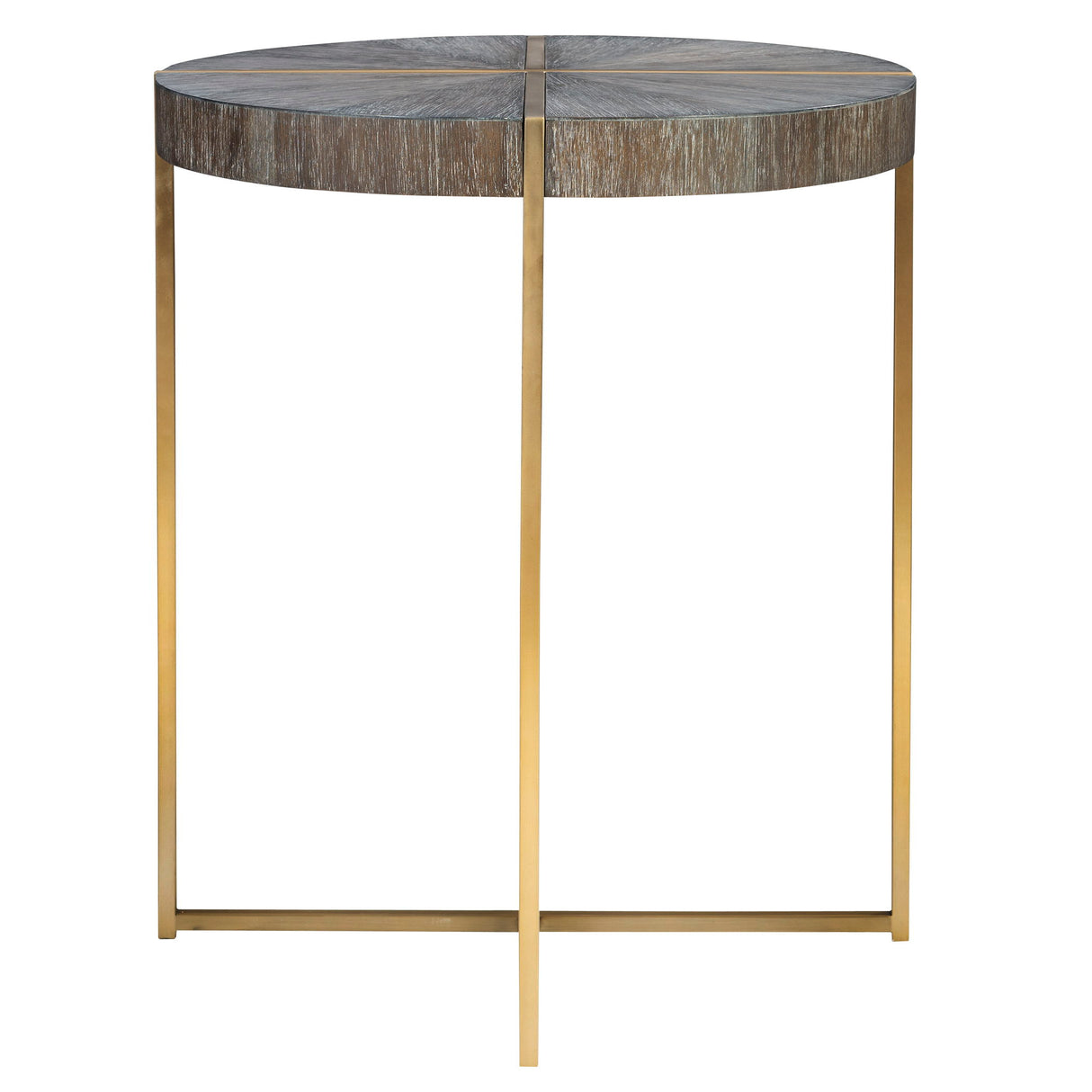 Taja - Round Accent Table - Brown, Dark & Gold