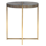 Taja - Round Accent Table - Brown, Dark & Gold