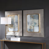 Gilded Whimsy - Abstract Prints, Set Of 2 - Gray, Dark