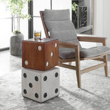 Roll - The Dice Accent Table - Light Brown & Pearl Silver