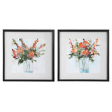 Fresh Flowers - Watercolor Prints, Set Of 2 - Beige