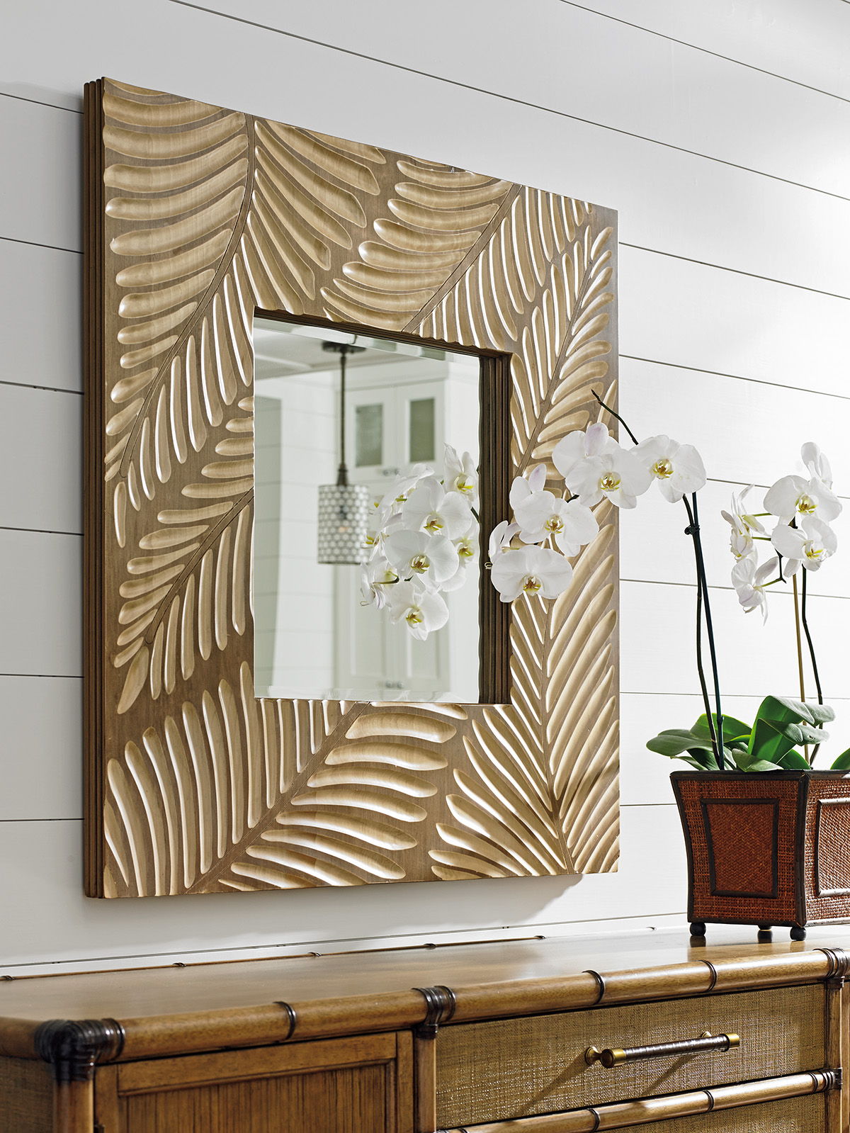 Twin Palms - Freeport Square Mirror - Light Brown