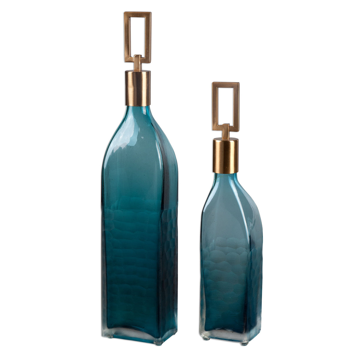 Annabella - Glass Bottles, Set Of 2 - Teal