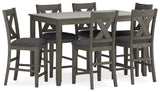 Caitbrook - Gray - Rect Drm Counter Table Set (Set of 7)