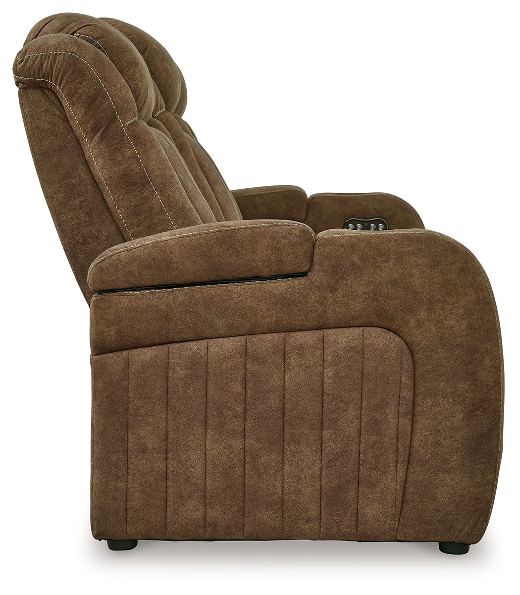 Wolfridge - Brindle - 2 Pc. - Power Reclining Sofa, Power Reclining Loveseat With Console